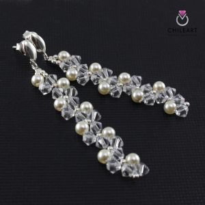 kryształki Swarovski perełki ecru srebro kolczyki ślubne biżuteria ślubna chileart